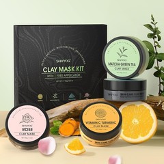 4Pcs Face Mask Set – Turmeric Clay Mask, Vitamin C, Green Tea, Rose, Dead Sea…