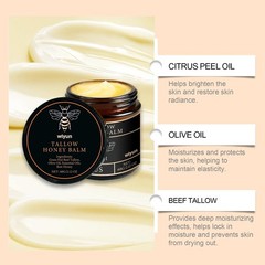 Organic Grass-Fed Beef Tallow Balm with Raw Honey – Unscented Skin Moisturizer