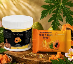 Byenblan Papaya Organic Face Cream 2oz + Face & Body Soap Bar 7oz Set