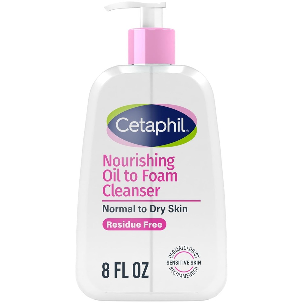 Cetaphil Nourishing Oil to Foam Facial Cleanser for Normal to Dry Skin, up to 24