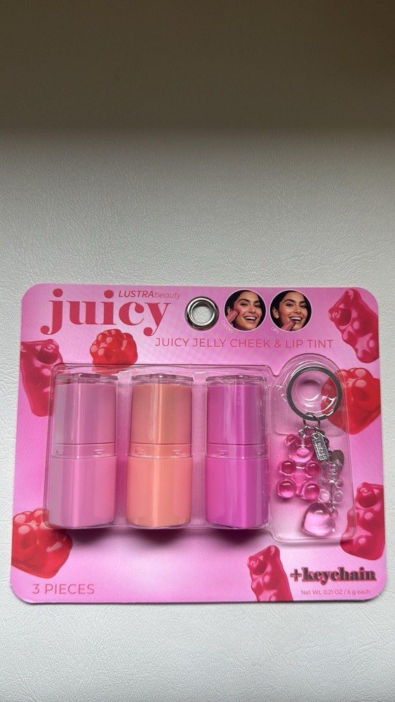 Juice Couture Juicy Jelly Cheek & Lip Tint 3 Piece Set Pink Peach Purple Shades