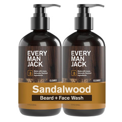 Beard + Face Wash for Men, Sandalwood Teak, 6.7 Fl.Oz (2 Pk) | Gently Cleanse Sk