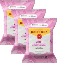 Burt’s Bees Micellar Rose Water Facial Towelettes, 30 ct., 3 Pack | Plant Based