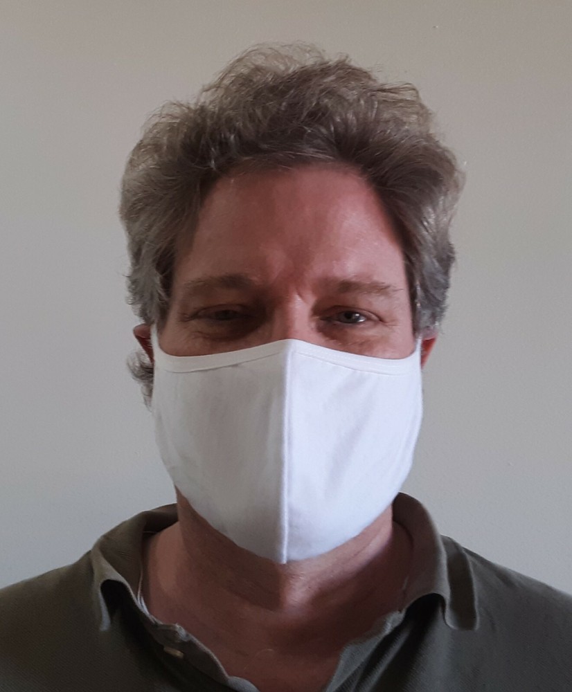 5 pack – Medium White Face Mask Adult Unisex Cotton Washable w/ free strap