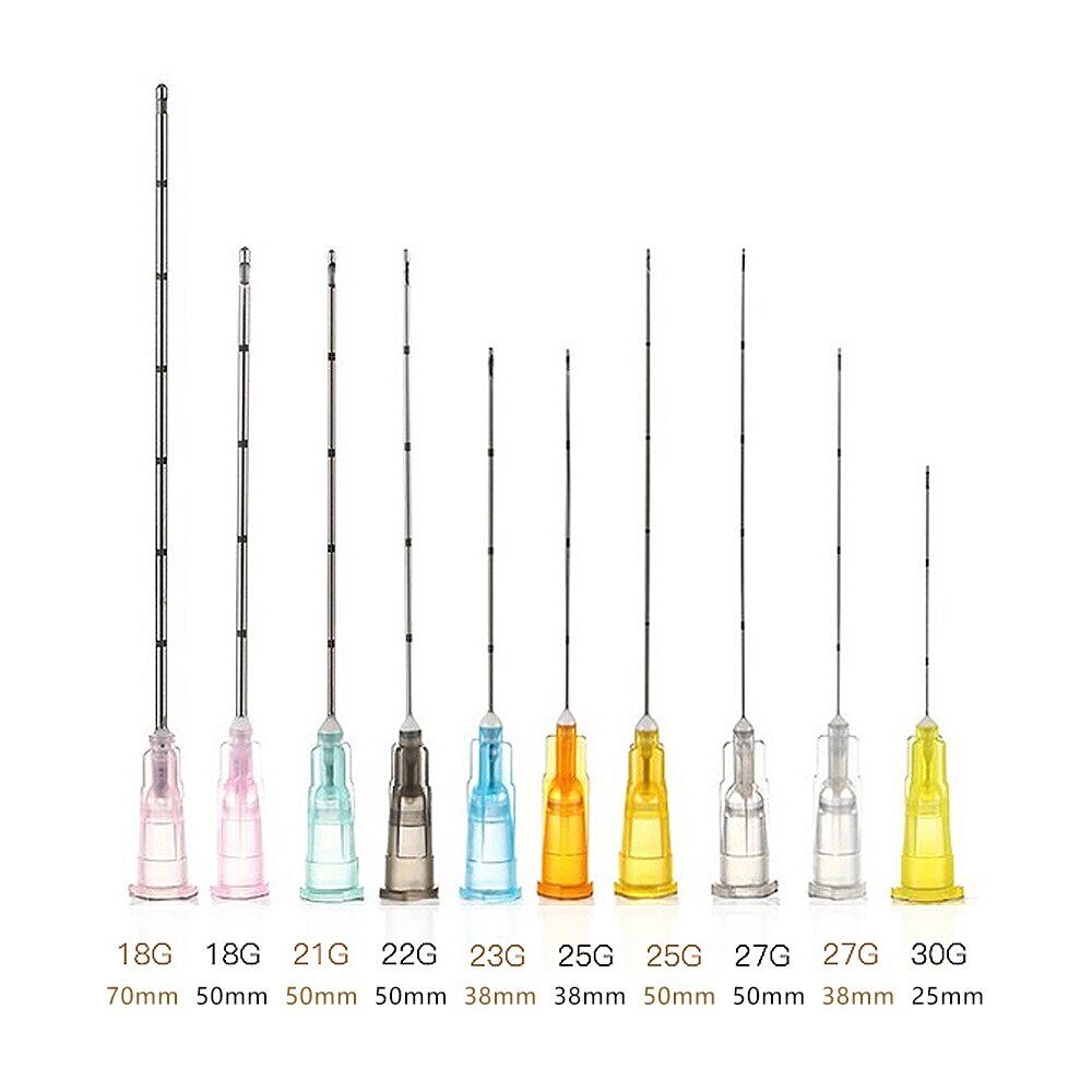 Micro Cannula with Puncture,Blunt Tip for Filler-18g/22g/23g/25g/27g/30g 25/50mm