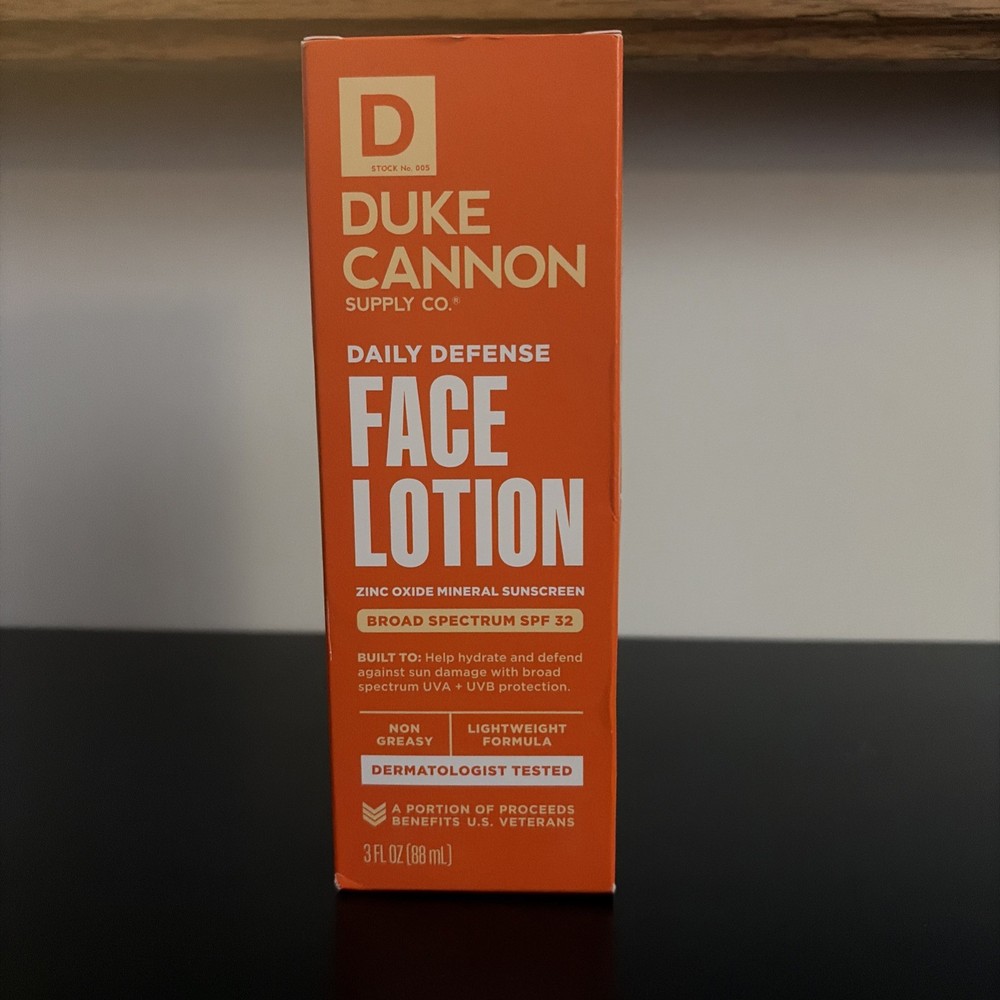 NEW Duke Cannon Daily Defense Face Lotion Mineral Sunscreen SPF 32 3 oz.