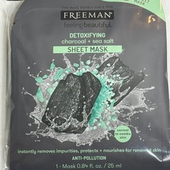 Freeman Charcoal Sheet Mask 4 Pack Detox Anti Pollution Sea Salt