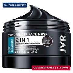 JVR Peel Off Face Mask, Blackhead Mask for Men, Charcoal Peel Off Black Mask, Fa