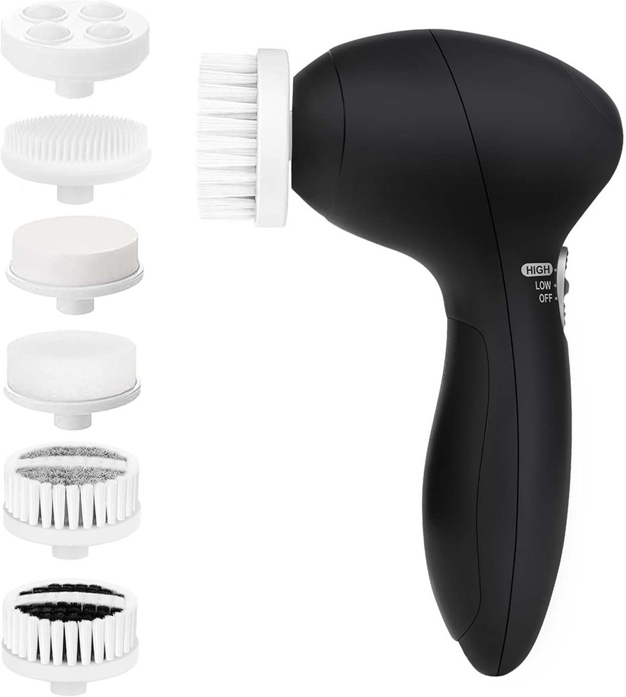 Facial Cleansing Brush Face Scrubber Electric Spin Cleanser with 6 Brush Heads