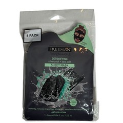 Freeman Charcoal Sheet Mask 4 Pack Detox Anti Pollution Sea Salt