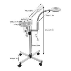 2IN1 Hot Facial Steamer 5X LED Magnifying Lamp Ozone Salon Spa Skin Care