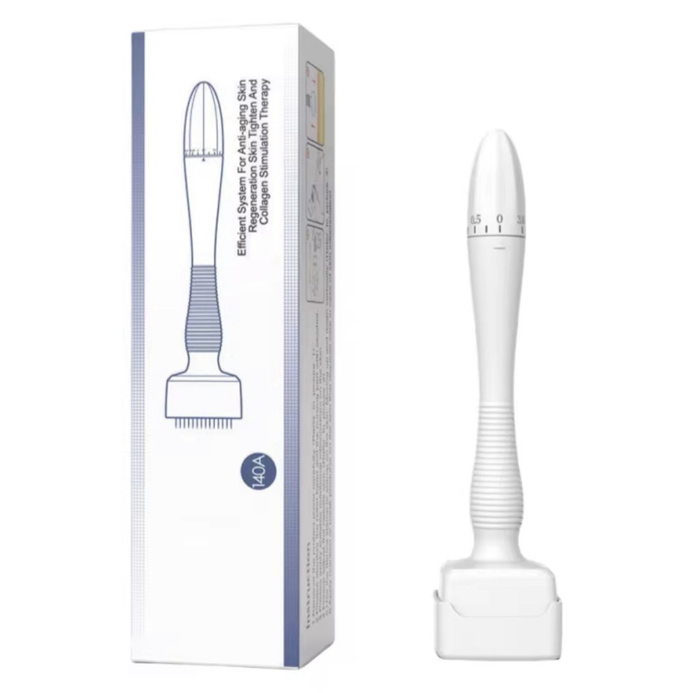 DRS 140A Derma Stamp 140 Needles Adjustable Length Anti-Slip Cover White