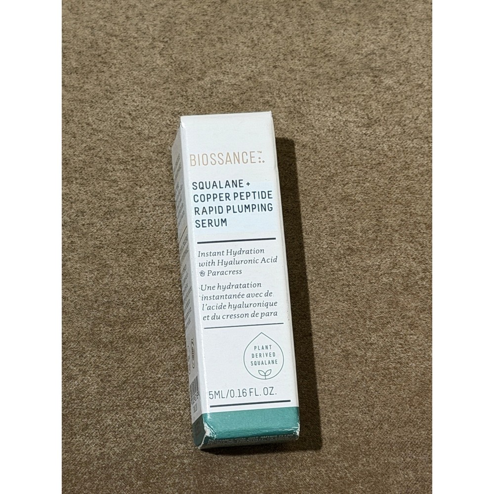 Biossance Squalane + Copper Peptide Rapid Plumping Serum 5mL 0.16oz Travel Size