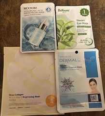 LOT of 4 – face & eye masks – hyaluric acid, collagen, green tea