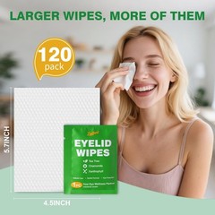 120PCS Tea Tree Oil Eyelid Wipes – Soothing Eye Cleaning Wipes, Hydrating & Gent