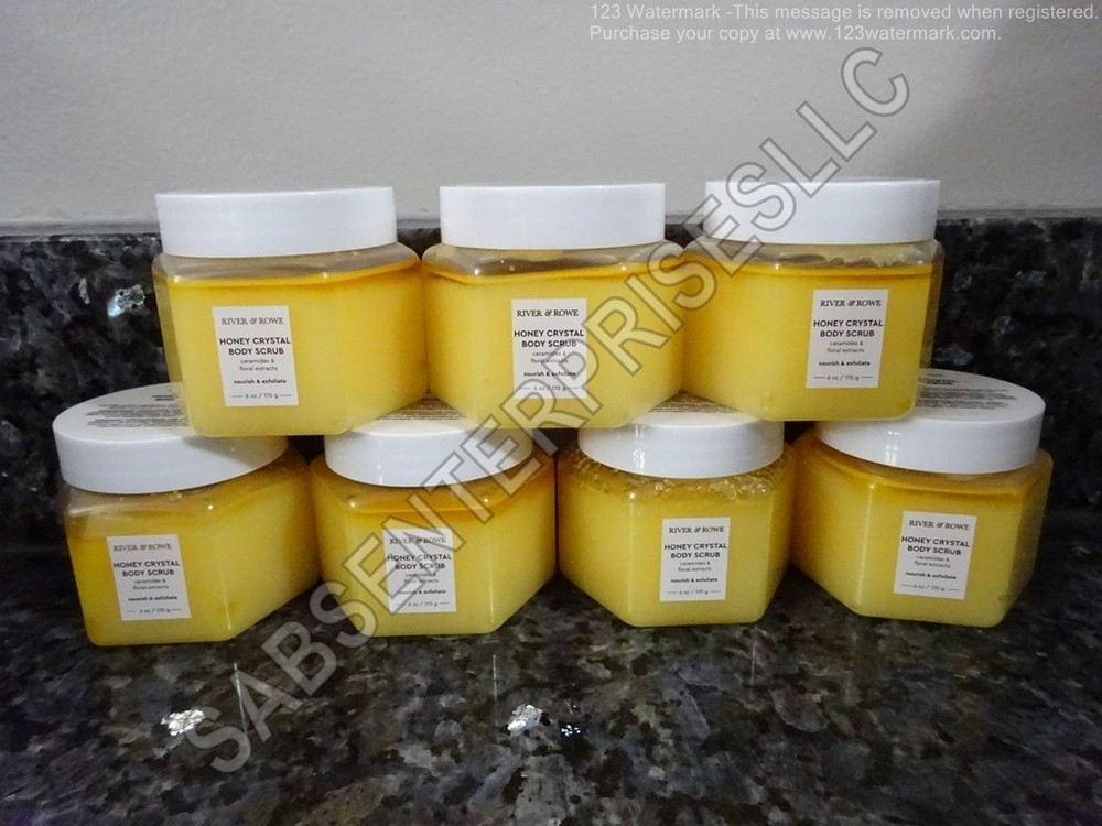 7 River & Rowe HONEY CRYSTAL Body Scrub Ceramides & Floral Extracts 6 oz. NEW