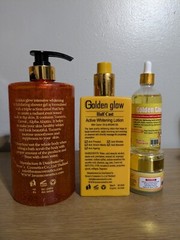 Golden Glow Body Milk 500ml, exfoliating Carrot shower Gel, Serum, Face Cream