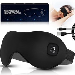 Heated Eye Mask, Cordless Dry Eye Washable Warm Eye Compress Mask with Flaxs