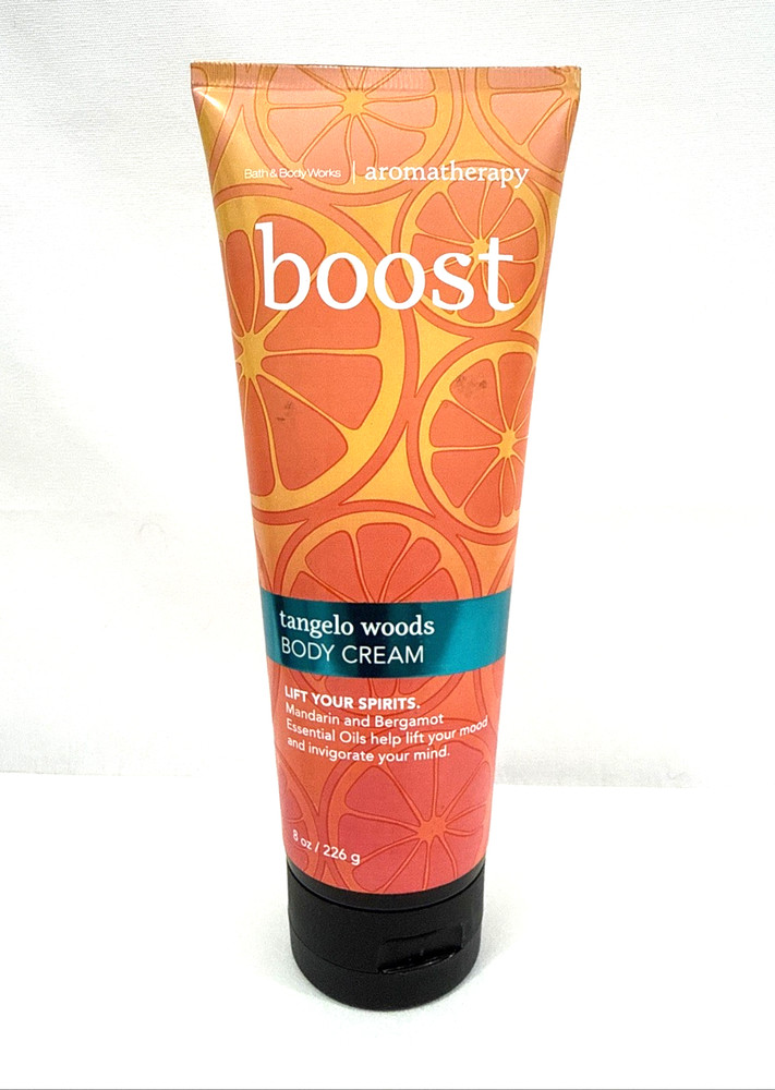 NEW BATH & BODY WORKS AROMATHERAPY BOOST TANGELO WOODS BODY CREAM LOTION 8 OZ