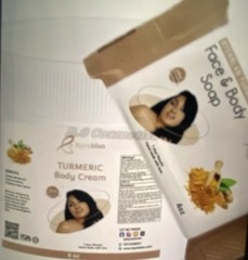 Byenblan Turmeric Body Cream & Face Body Soap Set 8oz Cream 4oz Soap Handmade