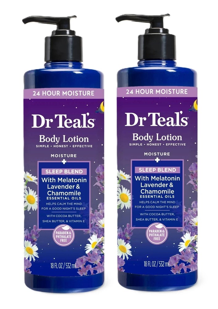 Dr Teal’s Sleep Body Lotion w/ Melatonin Lavender & Chamomile 18oz 2 Pack