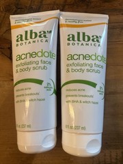 2 Alba Botanica Acnedote Exfoliating Face & Body Scrub 8 oz New Sealed EXP 10/27