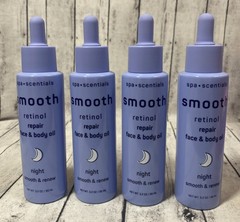 4 Spa Scentials SMOOTH Retinol Repair Face & Body Oil Night Smooth & Renew 3.2oz