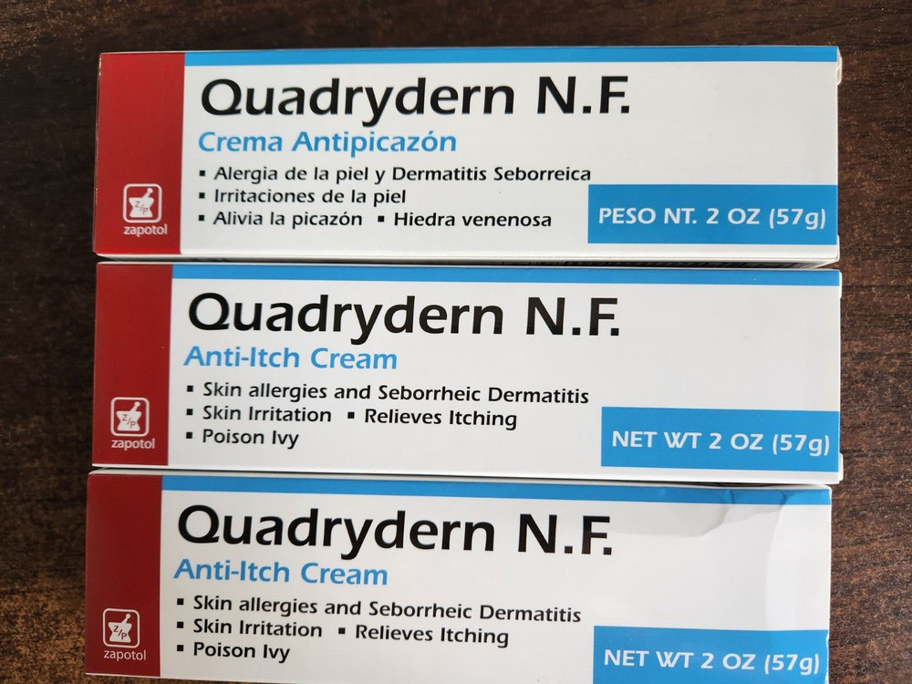 3 QUADRYDERN N.F. ANTI ITCH CREAM SKIN ALLERGIES DERMATITIS 11/24 MADE IN CHINA
