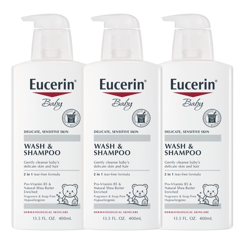 Eucerin Baby Unscented Shampoo 13.5 Fl Oz (Pack of 3), internal_US_high