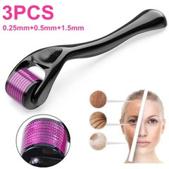 3 Pieces Derma Roller 0.25mm & 0.50mm & 1.50mm 540 Individual Microneedle Roller