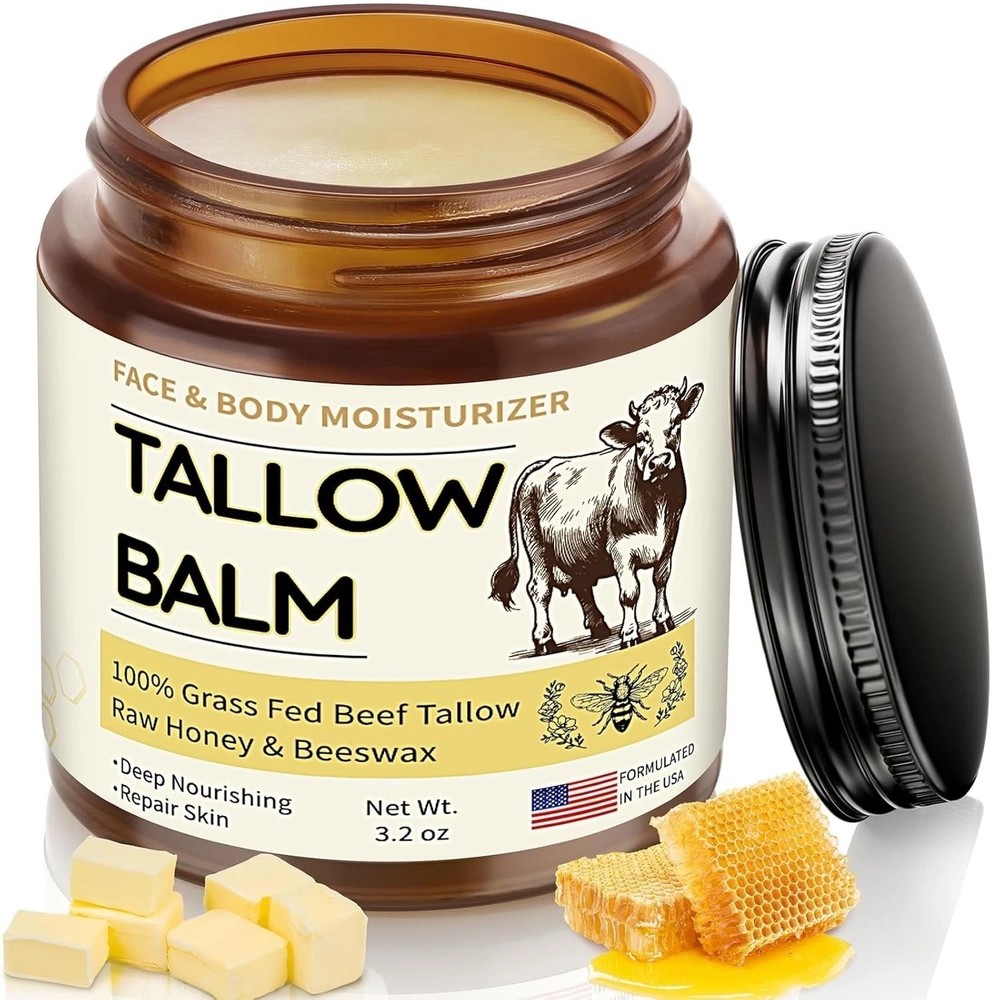 Moisturizing Tallow Balm for Face and Body, Enriched with Honey and Vitamins