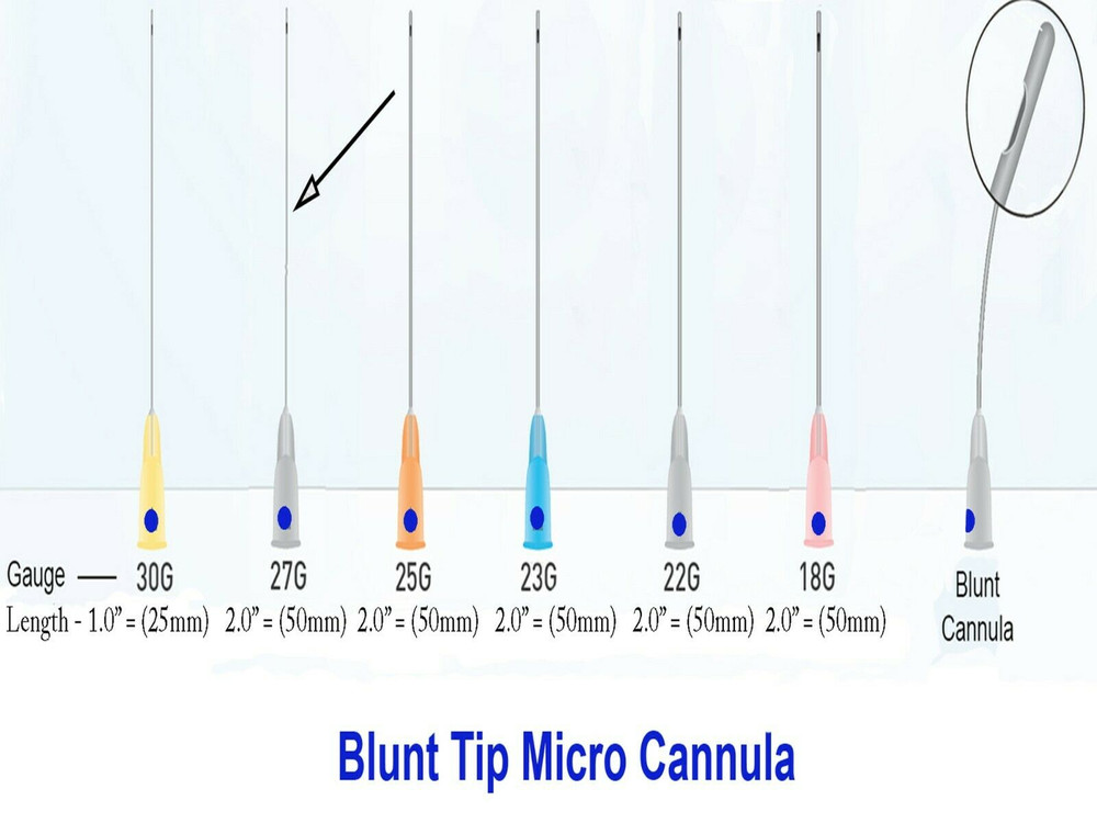 5-50pcs Micro Cannula with Puncture, Blunt Tip for Filler All Size Available US