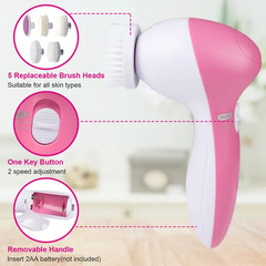 5in1 Electric Facial Cleansing Brush Face Spin Cleaning Scrubber For Women
