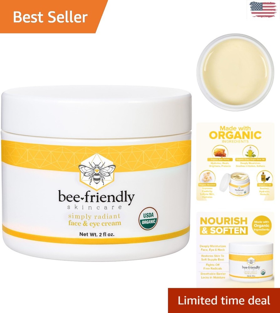 USDA Certified Organic Anti-Aging Face & Eye Cream – 2 oz All-in-One Moisturizer