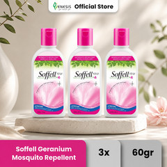 3pcs Soffell Geranium Flower Lotion 60gr Long Lasting Protect Skin Refresh Aroma