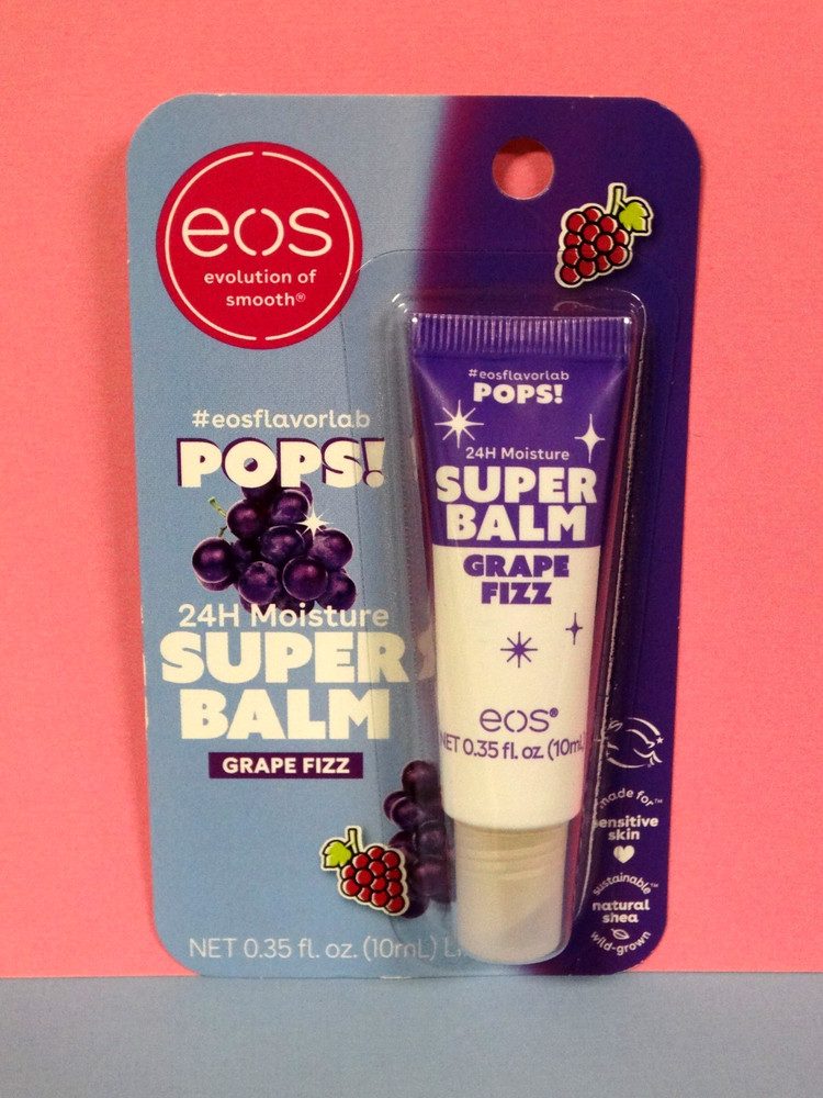 eos Pops! 24H Moisture Super Balm ~ Grape Fizz ~ 0.35 oz Lip Tube ~ New!