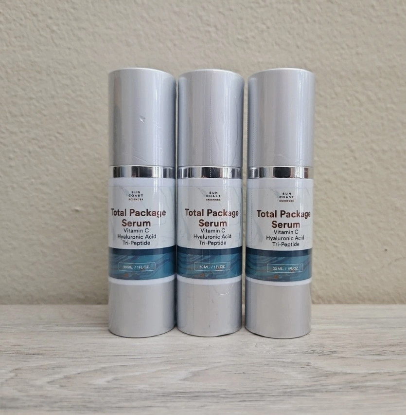 3- Sun Coast Sciences TOTAL PACKAGE essence 1oz Vitamin C Hyaluronic Acid