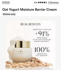 BYROE New York Oat Yogurt Moisture Barrier Face Cream Hydrating 1.69 oz