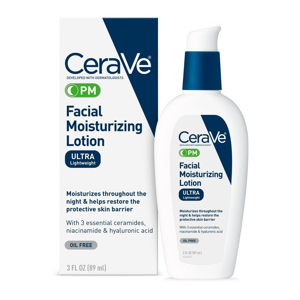 CeraVe PM Facial Moisturizing Lotion Night Cream – 3 Oz
