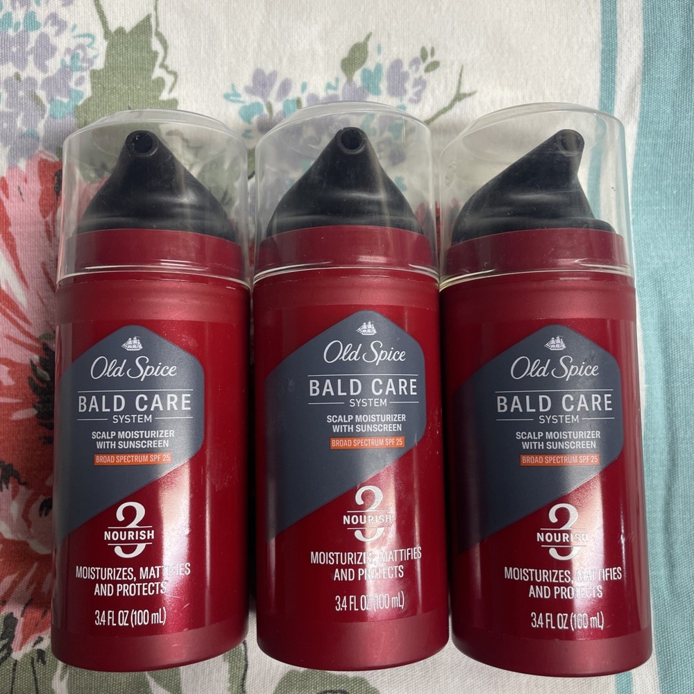 3~Old Spice Bald Care Scalp Moisturizer Mattifies SPF25 Retired Stock SEE Dated