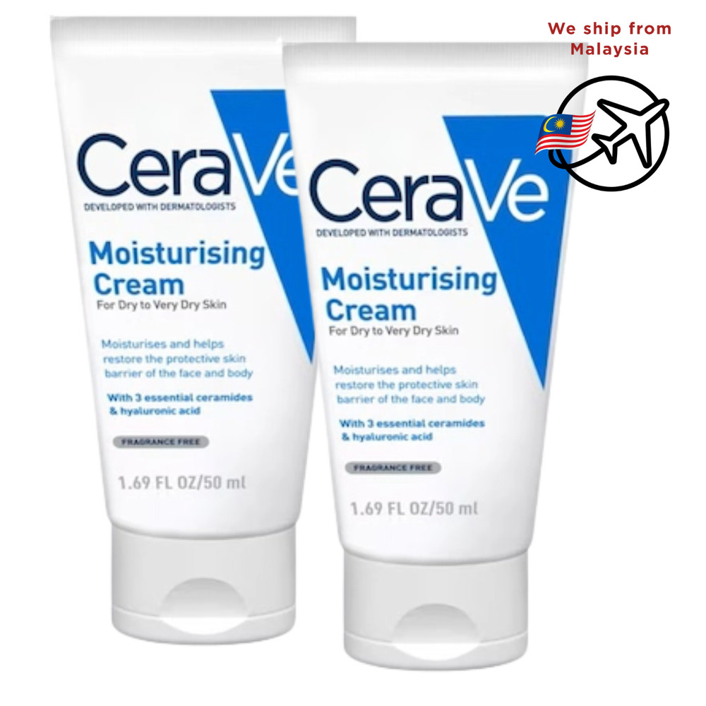 CeraVe Moisturising Cream 50ml – 2 Pack | For Normal to Dry Skin