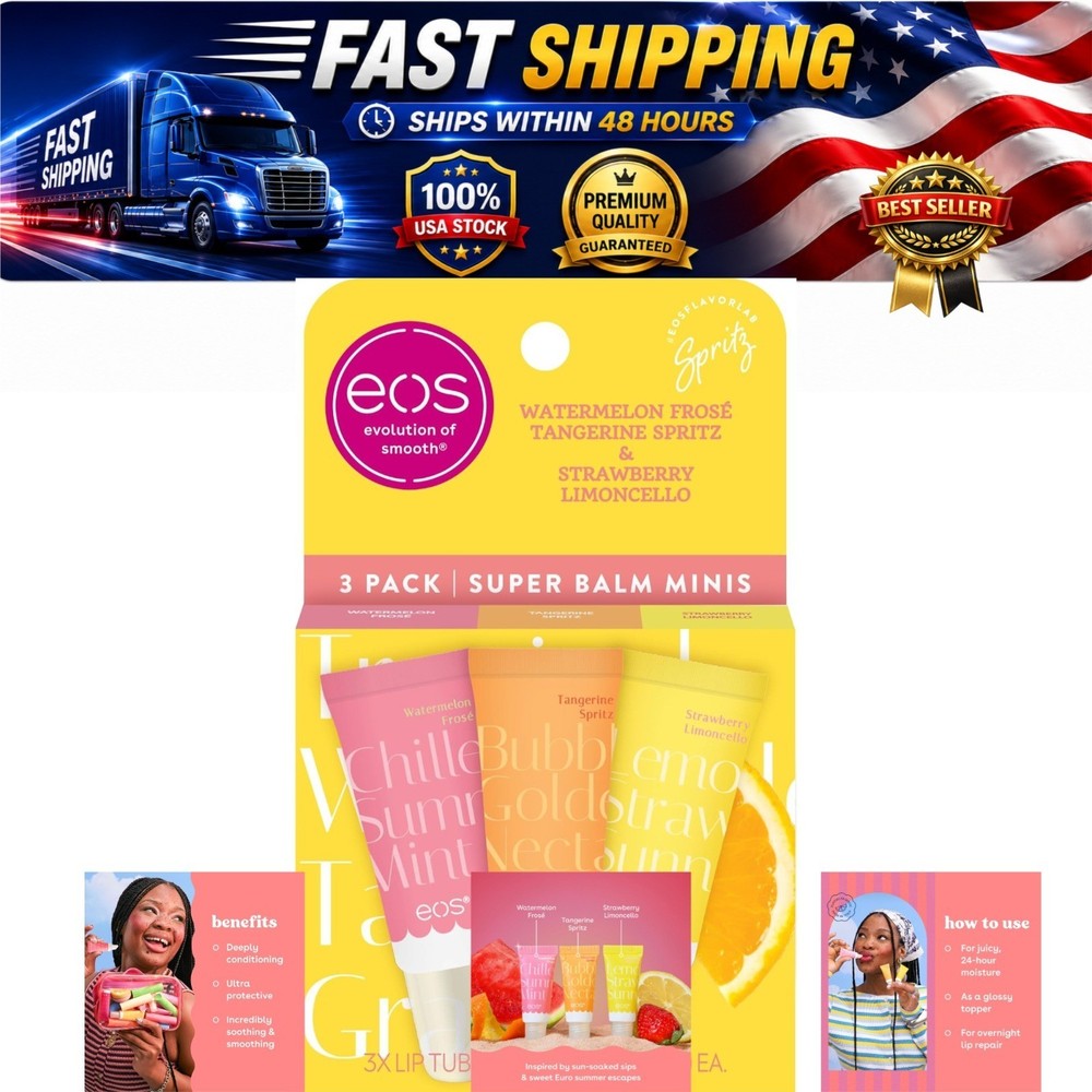 eos 24H Moisture Super Balm 3-Pack Lip Treatment Dry Lips Travel Size