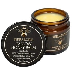 NEW! Terra Lotus ORGANIC Beef Tallow Balm Raw Honey Citrus Moisturizing Cream-+