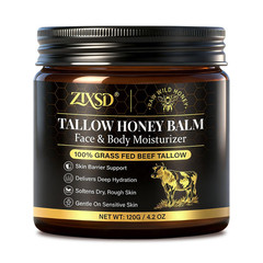 Beef Tallow & Honey Face Cream, Grass-Fed Natural Moisturizer, 4.3 Oz