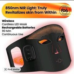 Wireless LED Face Mask Light Therapy with Near-Infrared Red & Blue LED Light,
