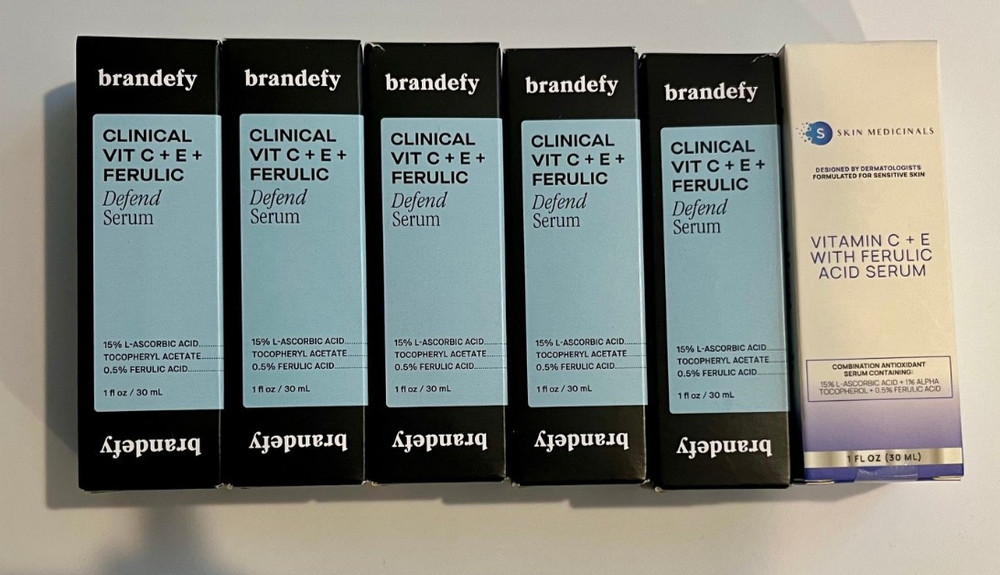 SIX NWT Vitamin C + E w/ Ferulic Serum 5x Brandefy 1x Skin Medicinals 1oz
