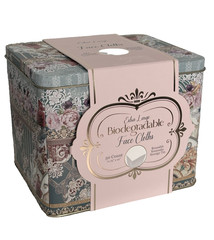Floral Decorative Tin with 50 Biodegradable Face Cloths – Vintage Rose Design