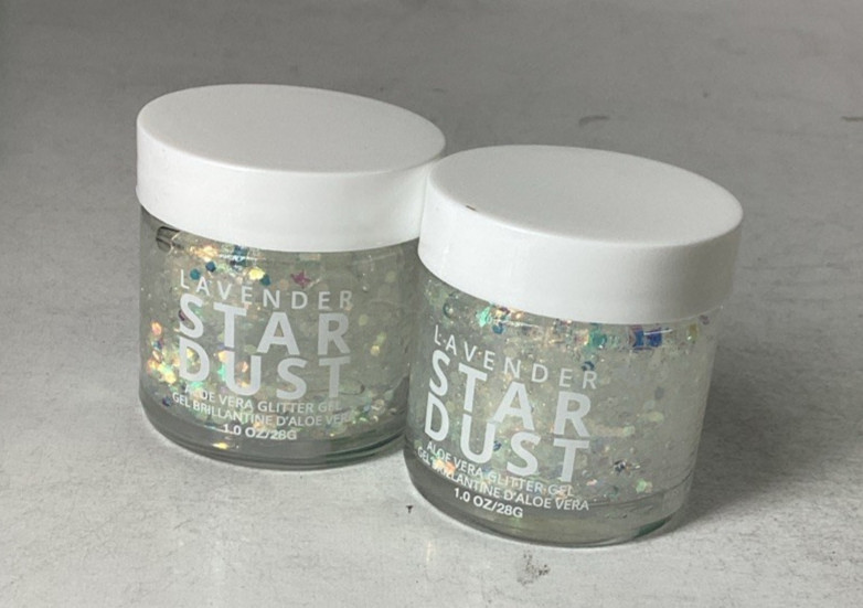 2x Lavender Star Dust Aloe Vera Glitter Gel Unicorn 1oz Jars