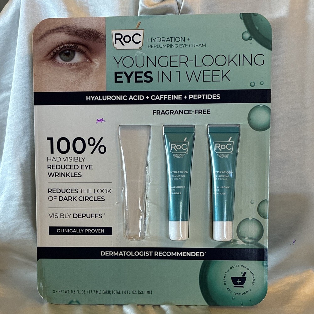 RoC Hydration+ Replumping Eye Cream Fragrance-Free 3pk 1.8 fl oz