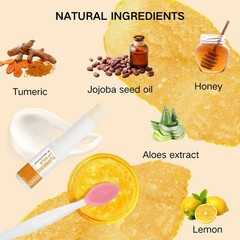 3PCS Turmeric and Lemon Lip Scrub & Turmeric Lip Balm with Brush Set, Eliminate